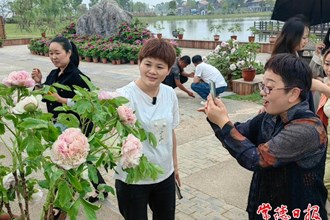 【社會(huì)】常德柳葉湖漁歌藝術(shù)營(yíng)地牡丹花海游人如織
